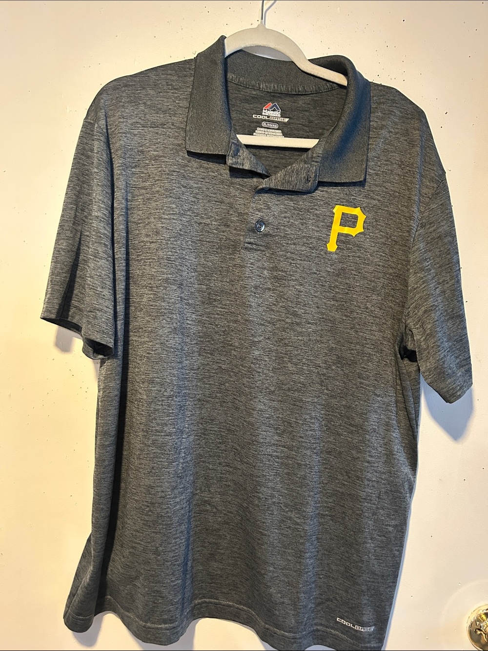 Men's Gray Performance Polo with Yellow 'P' Logo